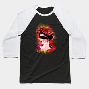 Blindfolds and Roses Portrait - Blood Baseball T-Shirt